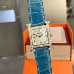 Super AAA Quality Replica Hermes Heure H Sky Blue watches Set with Diamonds